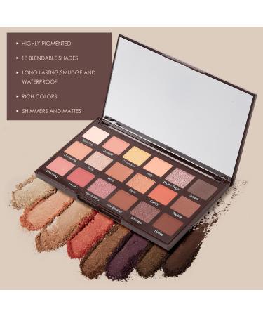 Buy Eye Shadow Palette Pro - 18 High Pigmented Warm Neutral Metallic Colors | Blendable & Creamy Smoky Eye Shadow Set for Professionals - International Shipping Available - Buy Online on GoSupps.com