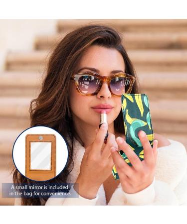 Premium Leather Lipstick Case & Organizer with Mirror - Mini Lip Gloss Holder Bag - Stylish Fruit Banana Design - Perfect for Travel - Buy Online on GoSupps.com