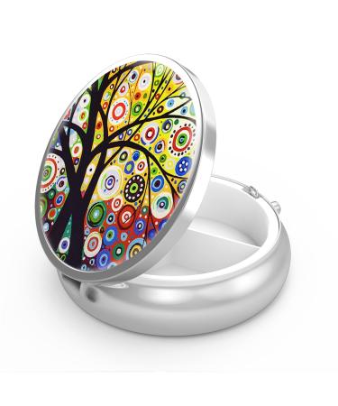 Pill dose 3 compartments Medicine Pill dose portable pill box for bag or wallet Pillendose decorative metal medicine vitamin organizer Unique gift (black tree of life) 15-Black Tree of Life 1 piece