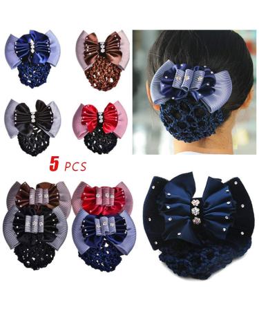 5pcs Bow Hair Bun Net Clips - Women s Bowknot Hairnets for Stylish Buns - Random Colors - Buy Online on GoSupps.com