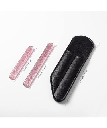 Bezox Glass Nail File Set - 2PCs Professional Salons Tools for Acrylic & Natural Nails - Durable Glass Hardness - Perfect Manicure Kit - Pink - Buy Online on GoSupps.com