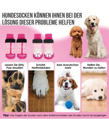 Slowton Indoor Anti-Slip Dog Socks - Adjustable Paw Protection for Small & Medium Dogs | Velcro Fastener Soft & Durable for Hardwood Floors - 4 Pairs (Rose Red M) - Buy Online on GoSupps.com