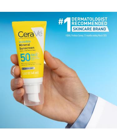 CeraVe Invisible Mineral Sunscreen SPF 50 Face Sunscreen for Sensitive Skin With Zinc Oxide & Titanium Dioxide Vitamin E + Niacinamide + Ceramides Oil Free Travel Size 1.62 oz - Buy Online on GoSupps.com
