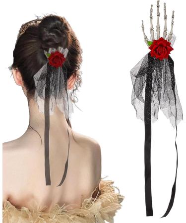 Uozonit Halloween Skull Hand Hairpins - Punk Hand Bone Hairpin Masquerade Headband | Hand Bone Rose Headpiece Headband Floral Headpiece Festival Headband Straps - Buy Online on GoSupps.com