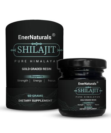 EnerNaturals Pure Himalayan Shilajit Resin USA Lab Tested | 500mg Max Potency Gold Shilajit for Men & Women | 85+ Trace Minerals & Fulvic Acid for Immune Support | Vegan Non-GMO | 60g 120 Servings