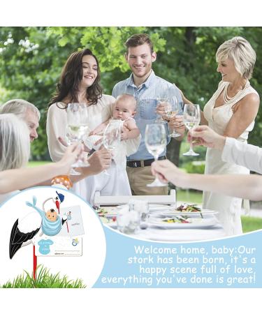 Handcrafted Wooden Birth Stork Set - Blue Baby Announcement - Includes Name Tag & Greeting Card - Perfect Gift for Newborns - Indoor & Outdoor Decor - Buy Online on GoSupps.com