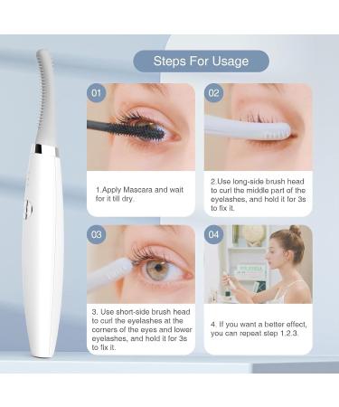Buy Heated Eyelash Curlers - Rechargeable Electric Curler with USB-C for 24-Hour Lasting Curls | Perfect Makeup Tool Gift for Girlfriend & Mother (White - Buy Online on GoSupps.com