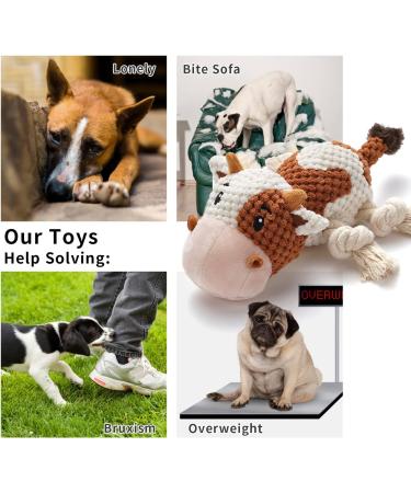 Sedioso Dog Toys | Plush Squeaky Toys for Large Dogs | Crackling Paper & Soft Stuffed Cow for All Sizes - Buy Online on GoSupps.com