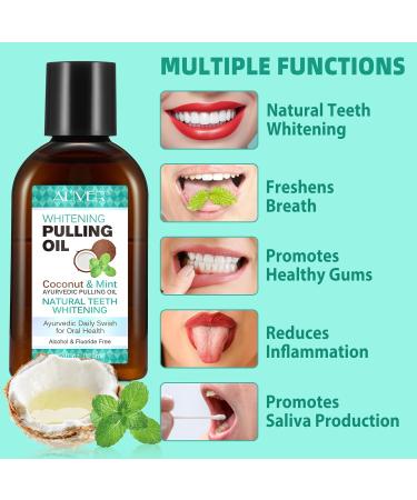 Coconut Pulling Oil - 120ml Mint Mouthwash | Natural Alcohol-Free Teeth Whitening & Gum Health | Includes Tongue Scraper - Buy Online on GoSupps.com