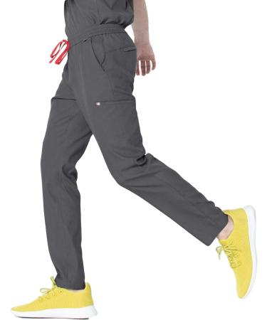 Mediclo Men's Eco-Friendly Scrub Pants - Sable, 7 Pockets, Elastic Waist, Sustainable FYSEL Fabric, Tapered Leg, Medium Heather Grey - Buy Online on GoSupps.com