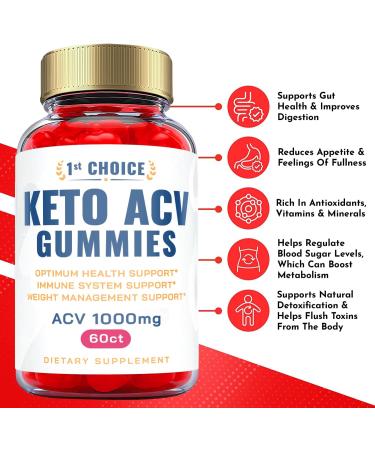 1st Choice Keto ACV Gummies with Apple Cider Vinegar & Vitamin B12 - 60 Gummies - Buy Online on GoSupps.com