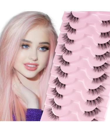 Oreola Half Lashes Kit Clear Band with Bond&Remover Wispy False Eyelashes Natural Look Cat Eye Lashes 10 Pairs 3/4 Corner Lashes Reusable Fake Lashes - Buy Online on GoSupps.com