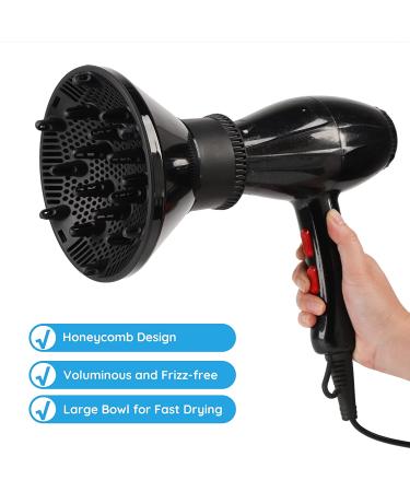 Segbeauty Professional Hair Dryer Diffuser for Curly & Wavy Hair - Fast Drying, Frizz-Free, 1.58-2.16in Nozzle - Black - Buy Online on GoSupps.com