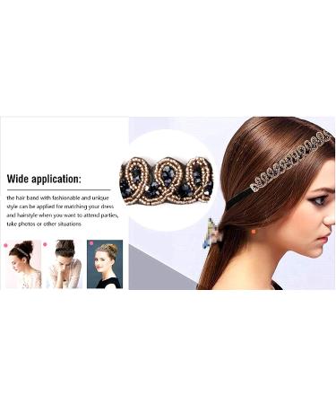 Rhinestone Beaded Elastic Headbands for Women - Handmade Vintage Hair Accessories - Fits Most - 3 Styles - Buy Online on GoSupps.com
