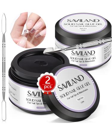 Saviland 30g Solid Nail Glue Gel Kit for Nail Tips - 2pcs 0.5oz Gel Nail Glue for Acrylic Nails Press on Nails Rhinestone U V/LED Lamp Needed - Buy Online on GoSupps.com