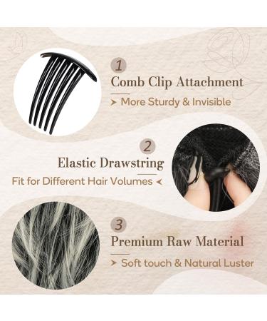 BARSDAR Rades Haar Dutt Extension - Short Gray & White Chignon with Clip | 20cm Synthetic Hair Part for Women - Buy Online on GoSupps.com