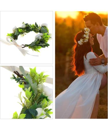 Kinsinder Adjustable Floral Crown Headband Boho Flower Headband Flower Garland Floral Crown Floral Headpiece for Wedding Ceremony Party Festival (1) - Buy Online on GoSupps.com