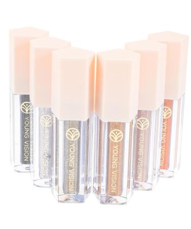 Healeved 6pcs Eye Shadow Set Glitter Liquid Eyeliner Makeup Tools Korean Eyeshadow Eye Glitter Highlighter 1 count (Pack of 1) As Shown