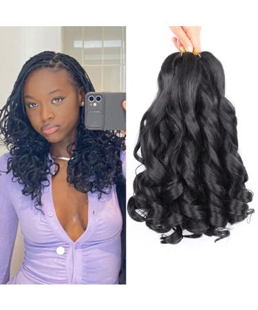 French Curly Braiding Hair 14 Inch 8 Packs Curly Braiding Hair Pre Stretched for Box Braids French Curls Braiding Hair French Curl Crochet Braids Bouncy Loose Wavy Spiral Curl Braiding Hair French Braid Hair Extensions(1...