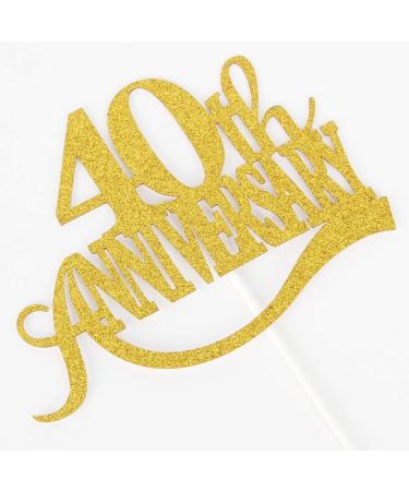 Tenhaisi Glittery Gold Happy 40th Anniversary Cake Topper Cake Topper for 40th Anniversary Wedding Engagement 40th Anniversary Decoration - Buy Online on GoSupps.com
