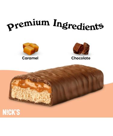 NICKS Keto Protein Bar Caramel Chocolate 15 g Protein 190 Calories Low Carb Snacks No Added Sugar Gluten Free (12 x 50 g) Caramel chocolate 12 Count (Pack of 1) - Buy Online on GoSupps.com