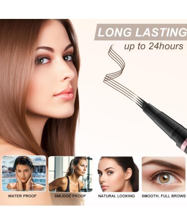 Buy Eyebrow Pencil Makeup Kit - Waterproof 2-IN-1 Microblading Pen Eyebrow Pomade Eyeliner & Brush - Dark Brown for Natural Brows | International Shipping - Buy Online on GoSupps.com