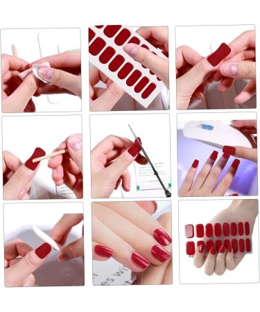 Gel Nail Stickers Cuttable Semi Cured Gel Nail Strips for Professionals Beginners Nail Art (UV Lamp Required but Not Included) Dark Red - Buy Online on GoSupps.com
