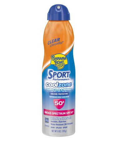 Banana Boat Sport Cool Zone SPF 50 Sunscreen Spray  6oz | Sport Sunscreen Spray SPF 50  Clear Sunscreen Spray  Banana Boat Sunscreen Spray SPF 50  Oxybenzone Free Sunscreen SPF 50  6oz