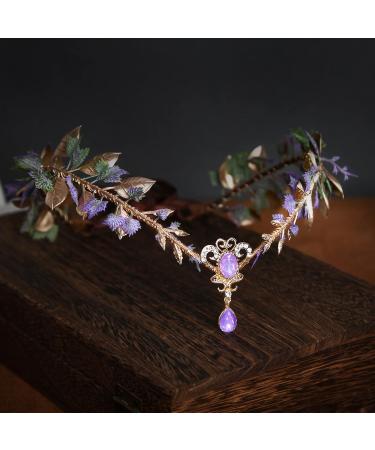 MOSTORY Handmade Purple Grape Vine Headband Woodland Fairy Crown Headpiece with Lavender Crystal Tiara for Women Womens Cosplay Costume Accessory for Wedding Bridal Maternity - Buy Online on GoSupps.com