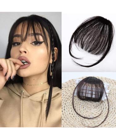Clip in Bangs Human Hair French Bangs Thick Bangs Extensions Neat with Temples Clip on Air Bangs Hairpieces (Air Bangs  Jet Black) 1 Count (Pack of 1) Jet Black