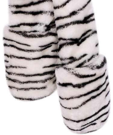 IBLUELOVER Kids White Tiger Faux Fur 3-in-1 Hat Gloves Scarf Set for Boys Girls - Plush Warm Hooded Cartoon Animal Hat with Pockets - Buy Online on GoSupps.com