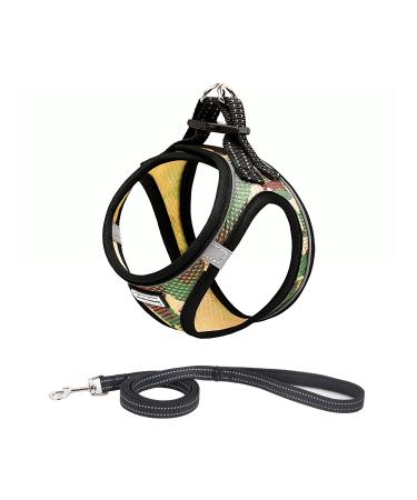 Suredoo dog harness with leash anti -train dishes reflective chest harness for small dogs pets puppies cats (XXS camo green) XXS camo green