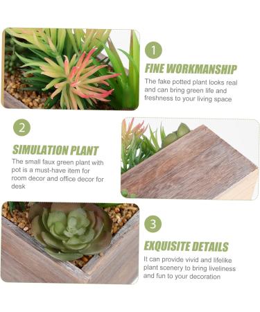 Cabilock Simulation Succulent Potted Plant Wooden Ornaments Plastic Green 23x10x17cm - Buy Online on GoSupps.com
