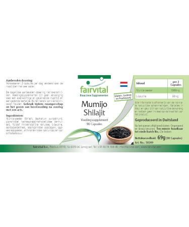 Fairvital | Mumijo Shilajit - 90 capsules - with 1000mg mumijo powder per daily dose - Shilajit original Himalaya - fulvic ac - Buy Online on GoSupps.com