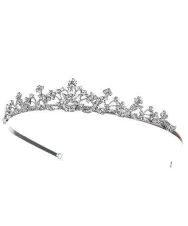 SAMKY Elegant Bridal Tiara Crown - Floral Rhinestone Crystal Wedding Prom Accessory - Buy Online on GoSupps.com