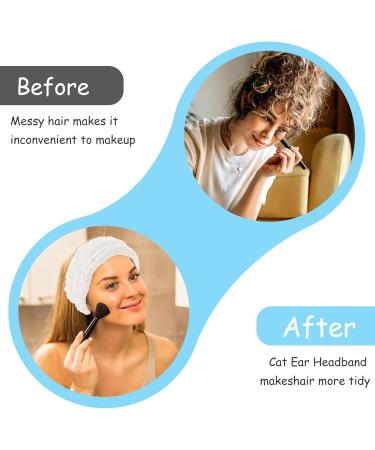 Sibba 1 Piece Spa Headband For Washing Face Wash Makeup Sports Shower Wide Hair Band Headpiece Puffy Fuzzy Fluffy Cloth Head Hairband Wristband Facial Beauty Wrap Women Girls (White) - Buy Online on GoSupps.com