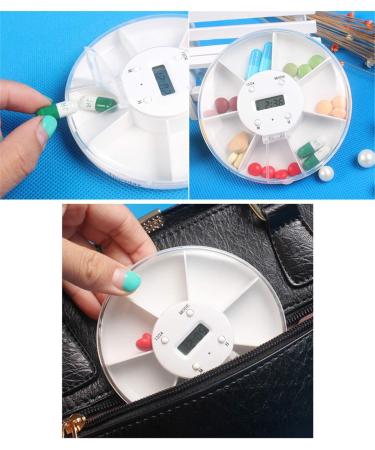 Songlela Electronic Pill Box Timer with 5 Timer Reminder Alarm and 7 Compartments Portable Essential Medication Time Display Reminder Case Organizer - Idea for Personal Care and Daily Use #3 - Buy Online on GoSupps.com
