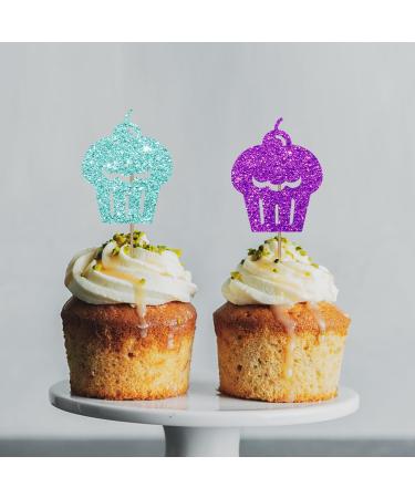 Sweet One Cupcake Toppers Two Sweet Birthday Cupcake Toppers Ice-cream Themed Dessert Picks Baby Girl Birthday Party Decoration - Pink & Purple Glitter - Buy Online on GoSupps.com
