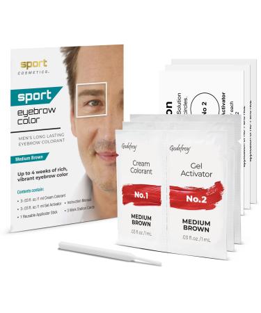 Sport Eyebrow Colorant Men's Long Lasting Treatment to Cover Gray Brow Hairs Medium Brown