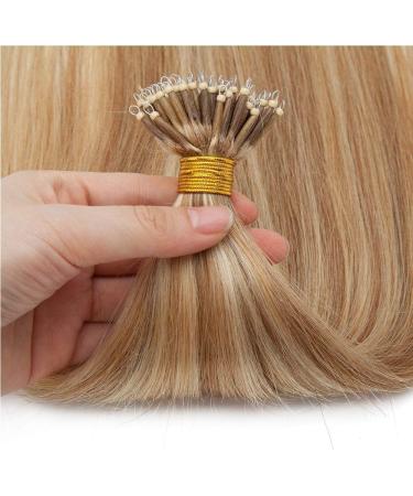 24" Nano Ring Tip Hair Extensions Real Human Hair 50Strands #12/613 Golden Brown&Bleach Blonde (50g) - Buy Online on GoSupps.com