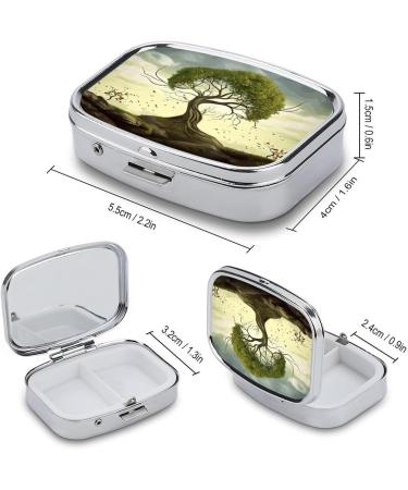 Shop Stylish Pill Box Trees Print - 2 Compartment Medicine Organizer | Portable Metal Pill Case for Pocket & Purse - Ideal for Travel & Daily Use - Buy Online on GoSupps.com