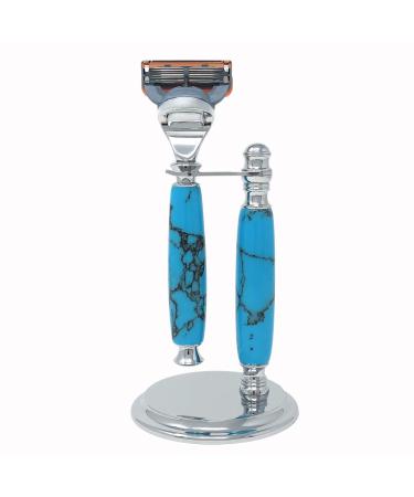 The Sedona Razor Handmade Turquoise Stone 2-Piece Shave Set