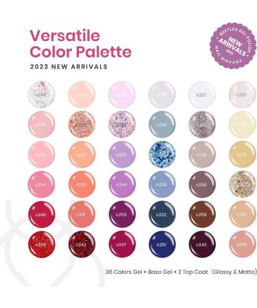 Beetles Gel Nail Polish Set - Lingering Grace Collection | 36 Colors Pink Red Purple | Sparkle Glitter Manicure Kit with Base & Top Coat - Buy Online on GoSupps.com