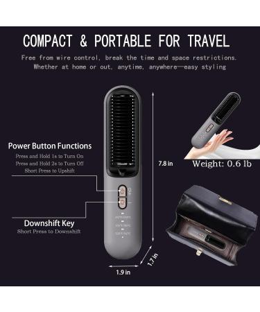 Buy Cordless Hair Straightener Brush - Portable Wireless Mini Ionic Hot Comb for Women | Travel-Friendly Dual Voltage & 3 Adjustable Temperatures - Buy Online on GoSupps.com