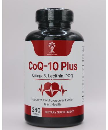 AZ BIOTECH CoQ-10 Plus 400mg Coenzyme Q10 with Omega-3 Fish Oil Lecithin & PQQ 240 Softgels 120 Servings Heart & Cellular Support Formula