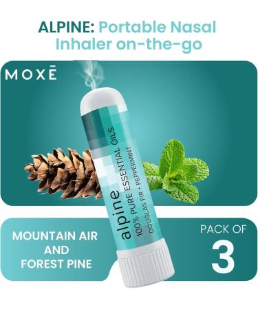 MOXE Alpine Nasal Stick | Mountain Air + Forest Pine | Douglas Fir & Peppermint Oil | Woody Crisp Winter Alpine Summit Aromatherapy Inhaler with 100% Pure Essential Oils Made in USA (3 Pack)  - Buy Online on GoSupps.com