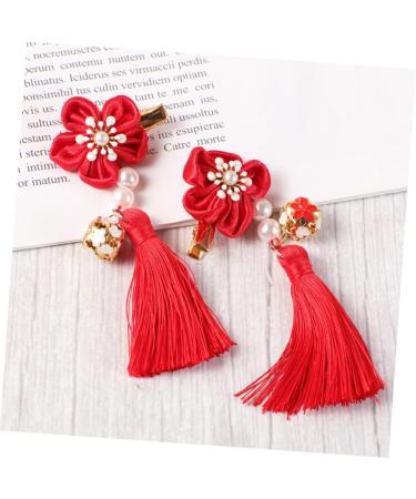ABOOFAN 2 Pairs Chinese Style Hairpins Tassel Hair Clips Hair Clips for Girls Girl Hair Clips Japanese-style Hairpin Kids Hairpin for New Year Hair Clip for Han Chinese Clothing Bow Tie - Buy Online on GoSupps.com