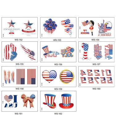 Memorial Day Temporary Tattoos - 20 Sheets Tattoo Sticker Set for Independence Day Celebration - Buy Online on GoSupps.com