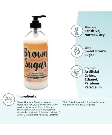 Sweet Brown Sugar 24 Hour Skin Therapy Lotion 16oz - Made in USA, Paraben-Free with Aloe Vera - The Lotion Company - Buy Online on GoSupps.com