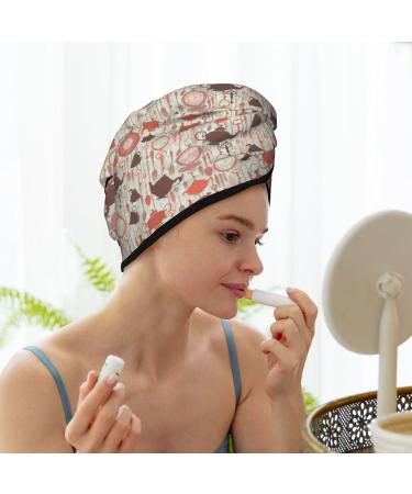 Tea Theme Microfiber Hair Towel - Ultra-Soft Super Absorbent Hair Wrap for Women | Quick Dry Coral Velvet Cap for Long Curly & Thick Hair - Buy Online on GoSupps.com
